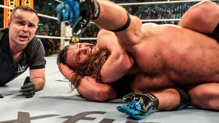 “غروب شمس الاستثنائي: غونتر يغتال مسيرة ‘AJ Styles’ في ليلة الدموع بالرياض.. والبورصة تعلن إفلاس الأساطير!” 😭💔