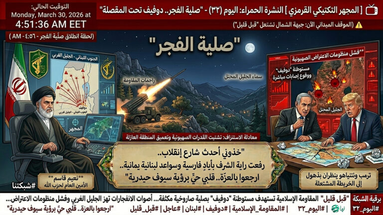 📺 [🎯المجهر التكتيكي القرمزي] النشرة الحمراء: اليوم (32) – “صلية الفجر.. دوفيف تحت المقصلة”